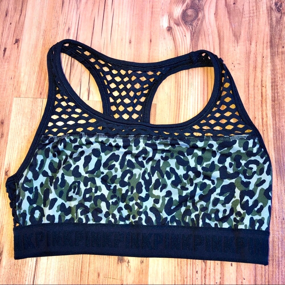 Victoria Secret PINK Green Camo Sports Bra Small